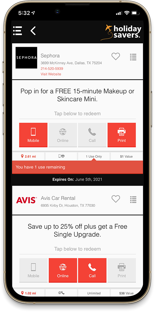 Member app showing local deals